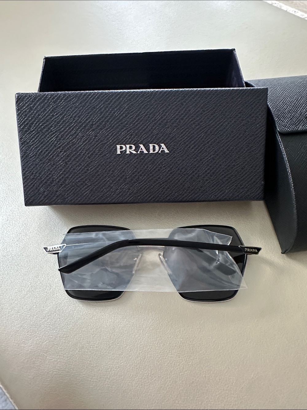 Prada Black Hexagonal Sunglasses with Dark Lenses - Picture 3 of 5